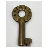 LRY&N Brass Railroad Padlock Key Louisiana