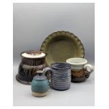 COLLECTION OF HAND THORN DRIP GLAZE POTTERY