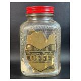 Old Vacuum Packed Coffee Jar w/ Partial Label