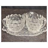 AMERICAN FOSTORIA CRYSTAL CREAMER & OPEN SUGAR ON