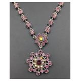 Purple Rhinestone Statement Necklace (missing one