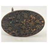 VINTAGE BRASS BELT BUCKLE W/ FLOWERS BY BERGAMOT