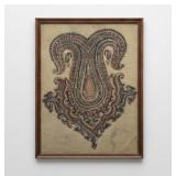 Framed Antique Buta Motif Textile Art