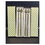 2 Vintage Jade Chinese Chopstick Sets w/ Turtle