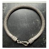 Sterling Silver Woven Bracelet 16.1 Grams w Hook