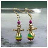 Vintage Mardi Gras Baby Bead Dangle Earrings