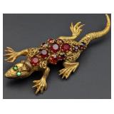 Vintage Czech Lizard Brooch Pendant: Art Deco