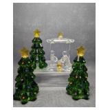 Crystal Christmas Trees & Crystal Nativity Scene