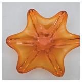 Orange Starburst Glass Shallow Bowl