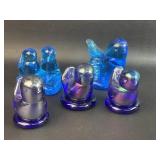 5 Glass Birds 3 Carnival Glass 2 Bluebirds of