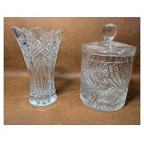 Galway Czech Crystal Vase & Crystal Palm Leaf