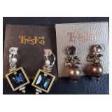 2 Pair Pierced Treska Earrings New