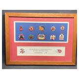 FRAMED OLYMPIC PINS COCA COLA COMMEMORATIVE SET