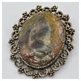 Vintage Jasper Cabochon Brooch