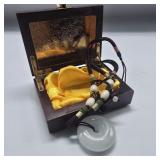 White Jade Donut Pendant Necklace in Chest