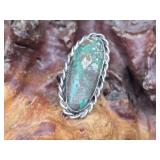 Large Signed Silver & Turquoise Ring