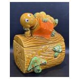 Vintage Cookie Jar, Turtle Reading on a Log Japan