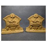 Cast Iron Bookends, Floral Motif
