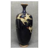 Japanese Cloisonne Enamel Vase with Swallows