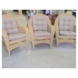 Three Modern Wicker Style Patio Chairs