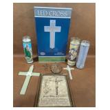 Framed Mid-Century Print, Prayer Candles, Solar