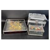 2 Glass What Not Cases w/ Acrylic Case