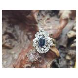 14K Gold, Sapphire & Diamond Ring 6g