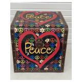 PEACE HEART TRUNK STORAGE CASE W/ LEATHER HANDLES