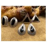 3 Pair Sterling Silver & Onyx Earrings 38.7g