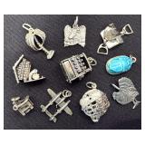 Vintage Sterling Charms Pendants incl M