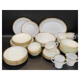 Fire King Milk Glass Gold Swirl Dinnerware