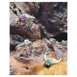 3- 14K White Gold Rings w/ Solitaires 7.8g