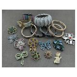 Rhinestones Bracelets, Bangles & Brooch Pins