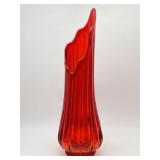 Mid Century LE Smith Red Swung Vase 19 In. Tall