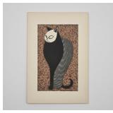 Kiyoshi Saito Signed Woodblock Cat Print