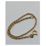 14K YELLOW GOLD ITALIAN ROPE BRACELET 2.1G