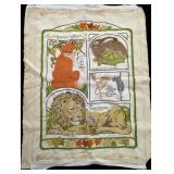 Embroidered Crewel Fabric Panel Featuring