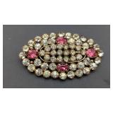 Vintage Czech Glass Pink & Clear Rhinestone