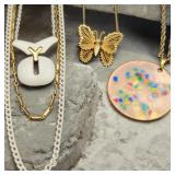 Vintage Costume Jewlery Necklaces , White