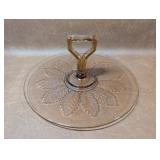 Vintage Amber Glass Leaf Decor Service Plate