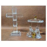 Clear & Yellow Crystal Manger Scene and Cross