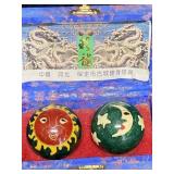 VINTAGE CHINESE BAODING BALLS SUN & MOON CHIMING