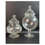 2 Tall Lidded Candy Dishes