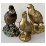 3 Vintage Quail Figurines Plaster & Ceramic