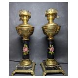 Brass, Toleware & Marble Footed Table Lamps -