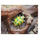 14K Gold Enameled Beetle Bug Pin by Martine 6.3g