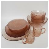 29 Depression Pink Plates & Bowls w/ Mugs