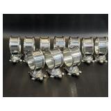 Set of 10 Turtle Napkin Rings Marked BT on the