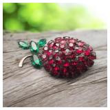 Vintage Stunning Strawberry Vibrant Red Green