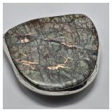 Polished Natural Copper Ore Veins in Silver Bezel